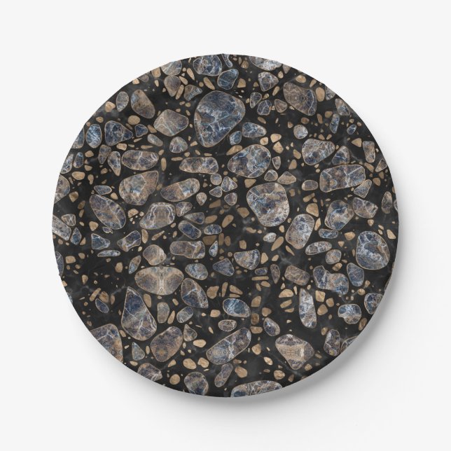 Terrazzo - Marble and Gold Paper Plates (Front)