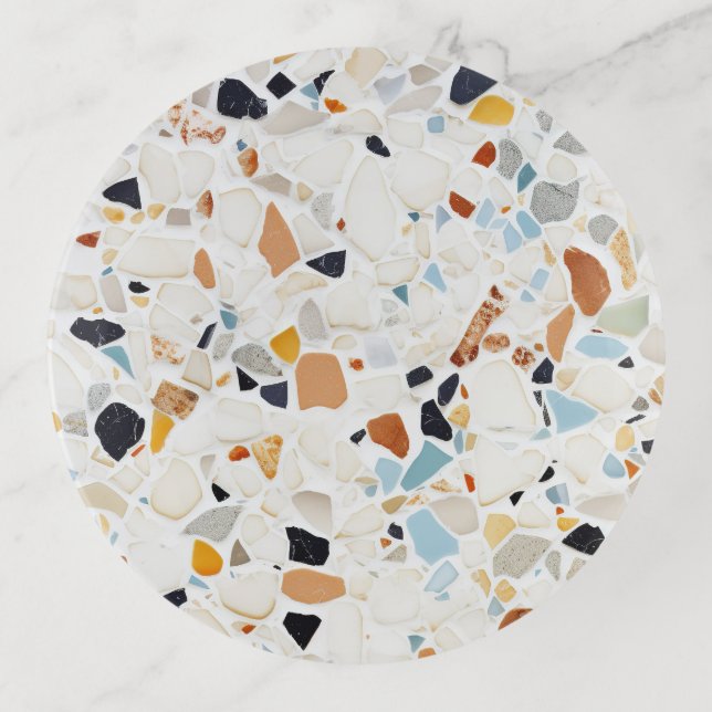 Terrazzo Marble Pastel Pattern Tile Trinket Tray (Front)