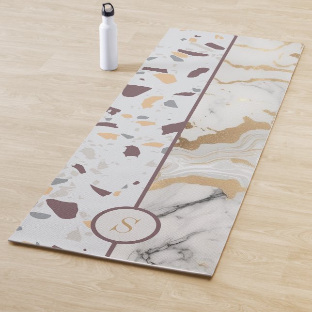 Terrazzo Marble Pattern Custom Initials Yoga Mat (In Situ)