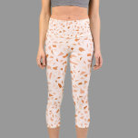 Terrazzo Modern Abstract Terracotta Capri Leggings<br><div class="desc">Featuring a modern abstract terrazzo pattern with a unique blend of teracotta colors,  creating a stylish and eye-catching design.  Perfect for wearing to the gym,  running errands or even dressing up for a night out,  these are versatile and suitable for any occasion.</div>