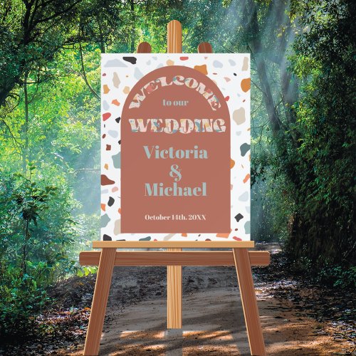 Terrazzo Modern Arch Wedding Welcome Sign