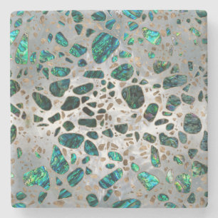 Terrazzo - Mosaic Abalone Pearl and Gold #1 Stone Coaster