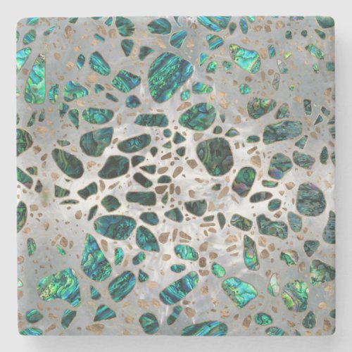 Terrazzo _ Mosaic Abalone Pearl and Gold 1 Stone Coaster
