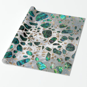Terrazzo - Mosaic Abalone Pearl and Gold #1 Wrapping Paper