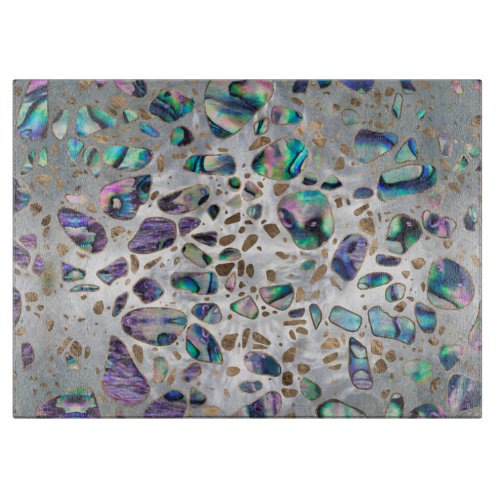 Terrazzo _ Mosaic Abalone Pearl and Gold 3 Cutting Board