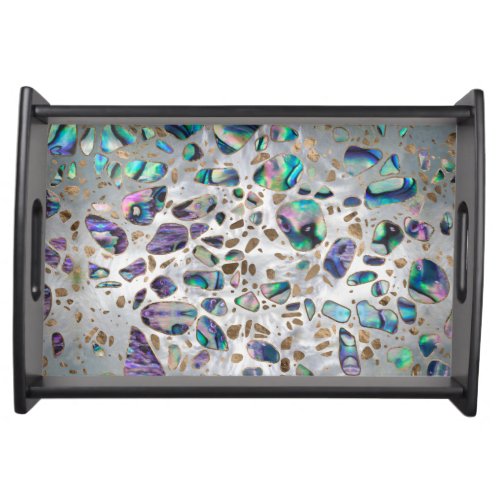 Terrazzo _ Mosaic Abalone Pearl and Gold 3 Serving Tray
