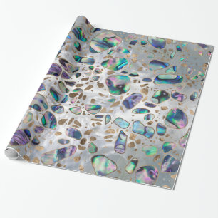 Terrazzo - Mosaic Abalone Pearl and Gold #3 Wrapping Paper