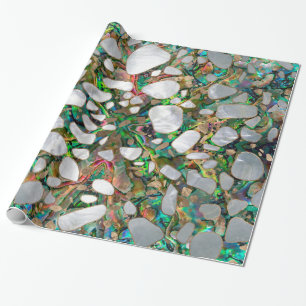 Terrazzo - Mosaic Abalone Pearl and Gold #6 Wrapping Paper