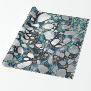 Terrazzo - Mosaic Abalone Pearl and Gold #7 Wrapping Paper