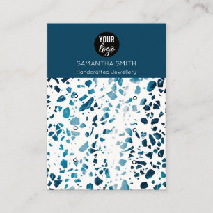 Terrazzo Mosaic Blue 3 Stud Earring Display Card