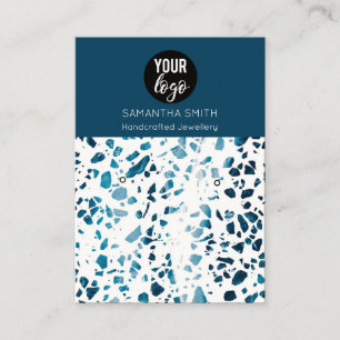 Terrazzo Mosaic Blue Earring Display Card