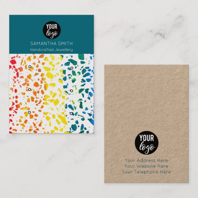 Terrazzo Mosaic Colorful Stud Earring Display Card (Front/Back)