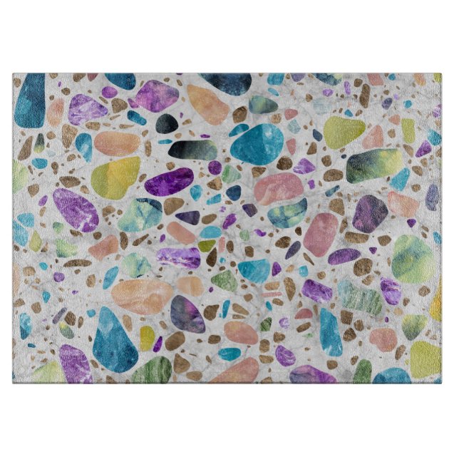 Terrazzo - Mosaic - Gemstones and Gold Cutting Board (Front)