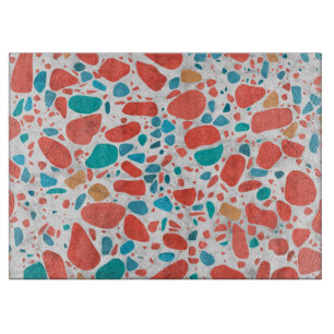 Terrazzo - Mosaic - living coral palette on marble Cutting Board