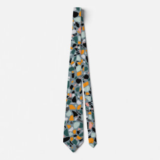 Terrazzo Neck Tie in orange black salmon evergreen