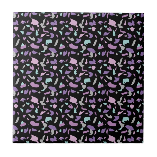 Terrazzo pattern black ceramic tile (Front)