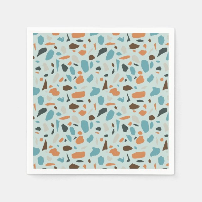 Terrazzo Pattern Blue Napkins (Front)