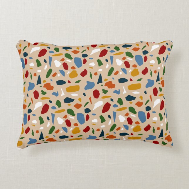 Terrazzo Pattern Colorful Accent Pillow (Front)