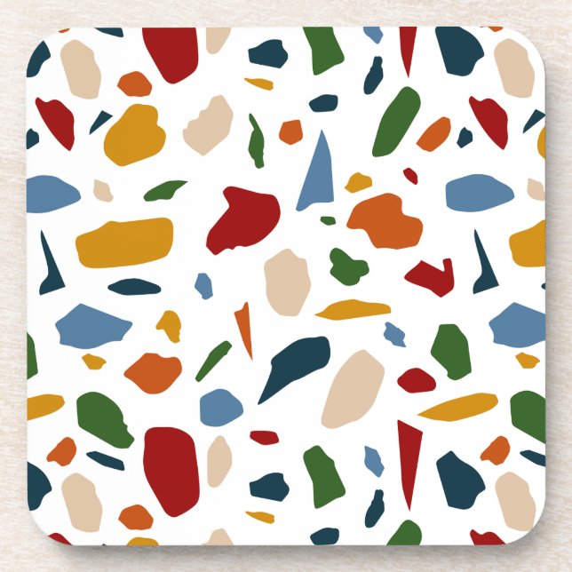 Terrazzo Pattern Colorful Beverage Coaster (Front)