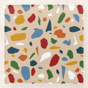 Terrazzo Pattern Colorful Glass Coaster