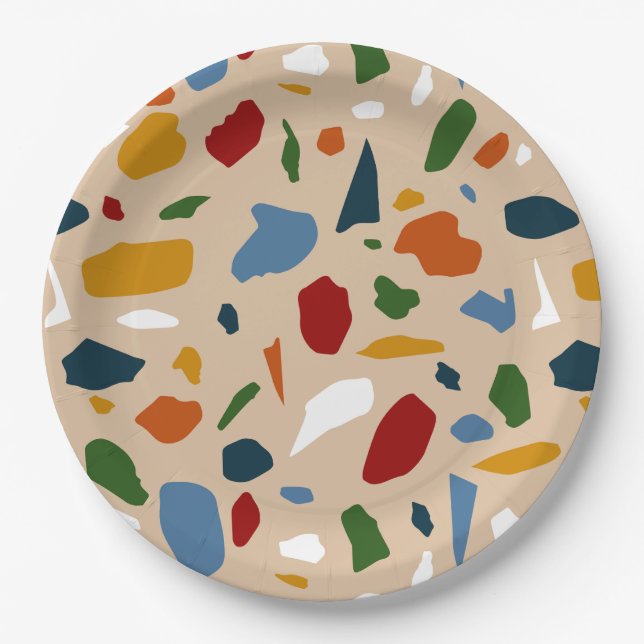 Terrazzo Pattern Colorful Paper Plates (Front)