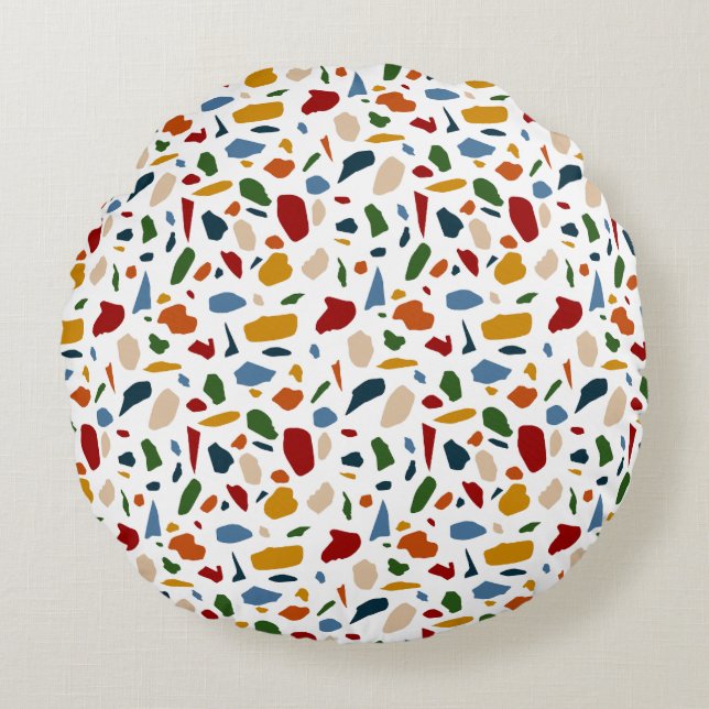 Terrazzo Pattern Colorful Round Pillow (Front)
