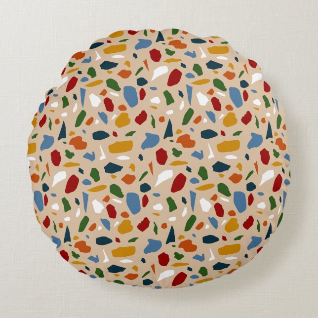 Terrazzo Pattern Colorful Round Pillow (Front)