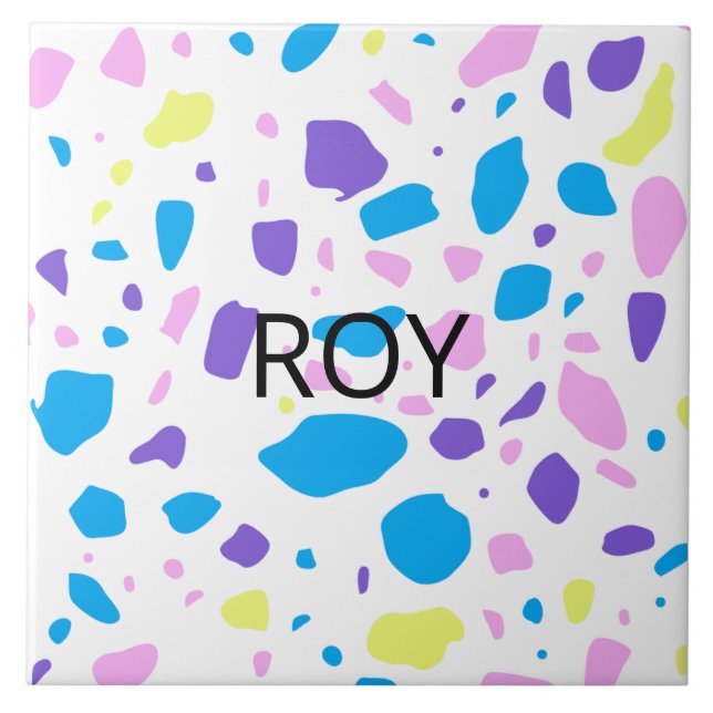 Terrazzo pattern Customizable Ceramic Tile (Front)