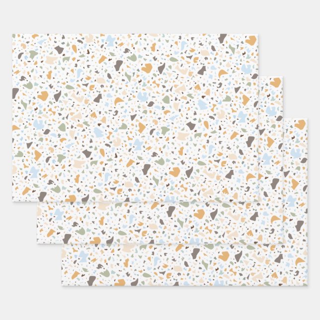 Terrazzo Pattern Design Wrapping Paper Sheets (Set)