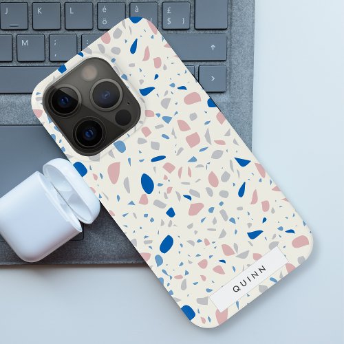 Terrazzo Pattern Neutral Natural Elegant iPhone 15 Pro Case