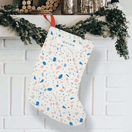 Terrazzo Pattern Neutral Natural Elegant Small Christmas Stocking