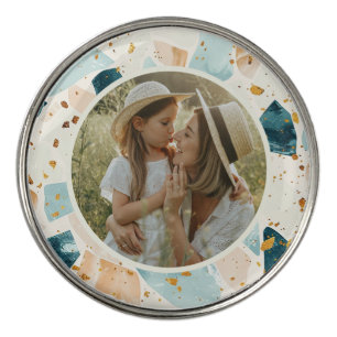 Terrazzo Pattern Personalized Photo Golf Ball Marker