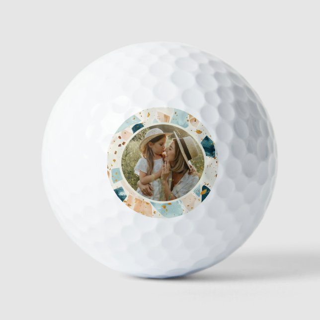 Terrazzo Pattern Personalized Photo Golf Balls (Front)