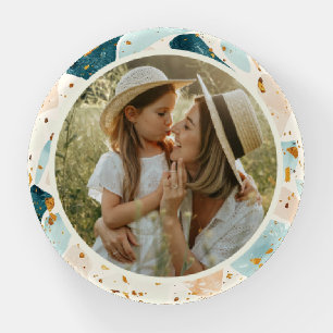 Terrazzo Pattern Personalized Photo Paperweight