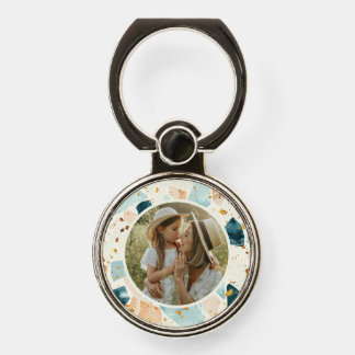 Terrazzo Pattern Personalized Photo Phone Ring Stand