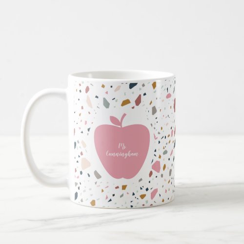 Terrazzo Pattern Pink Apple Teacher Coffee Mug