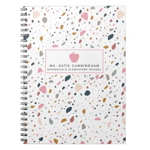 Terrazzo Pattern Pink Apple Teacher Notebook