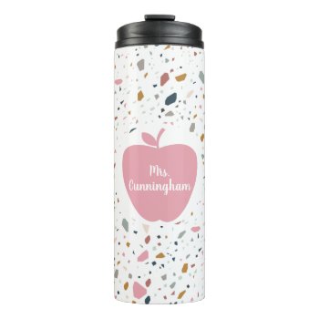 Terrazzo Pattern Pink Apple Teacher Thermal Tumbler by thepinkschoolhouse at Zazzle