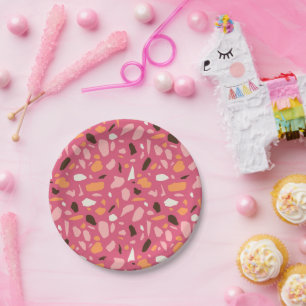 Terrazzo Pattern Pink Paper Plates