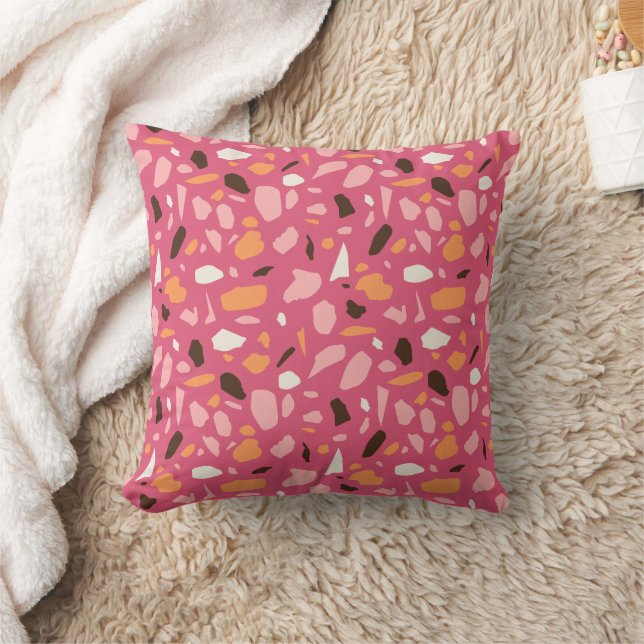 Terrazzo Pattern Pink Throw Pillow (Blanket)