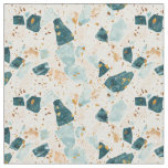 Terrazzo Pattern Teal and Gold Fabric