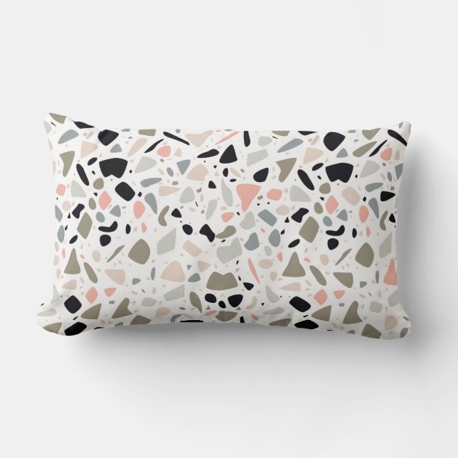 Terrazzo Peach/Chevron Lumbar Pillow (Front)