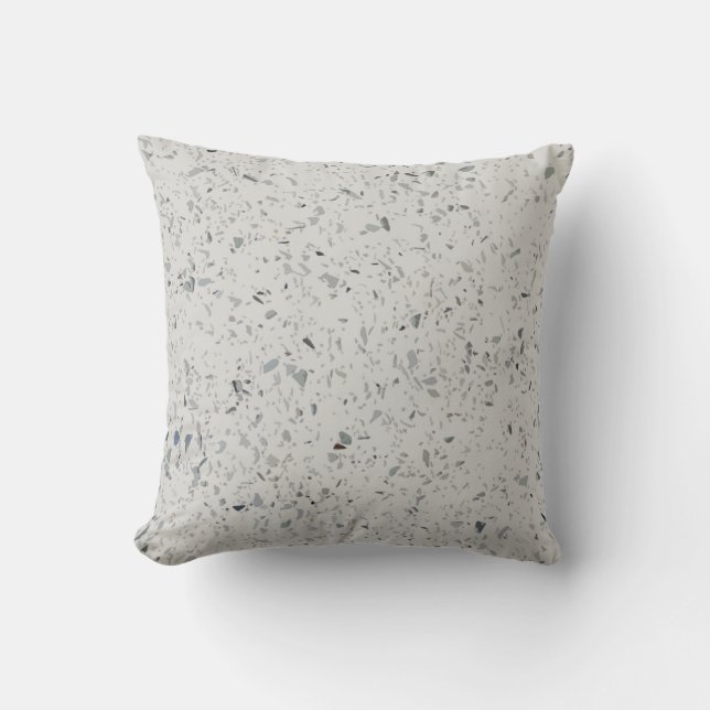 Terrazzo Pebbles Quartz Coastal Throw Pillow (Front)