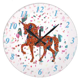 Terrazzo Pieces Unicorn Large Clock