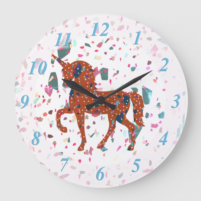 Terrazzo Pieces Unicorn Large Clock (Front)
