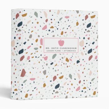 Terrazzo Pink Apple Teacher 3 Ring Binder by thepinkschoolhouse at Zazzle