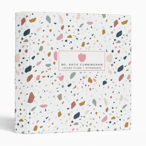 Terrazzo Pink Apple Teacher 3 Ring Binder