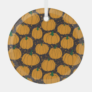 Terrazzo pumpkins, autumn vintage pattern. glass ornament