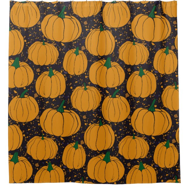 Terrazzo pumpkins, autumn vintage pattern. shower curtain (Front)