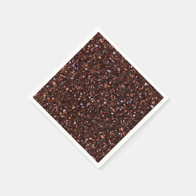 Terrazzo Retro Brown Black Tan Brown Elegant Napkins (Corner)